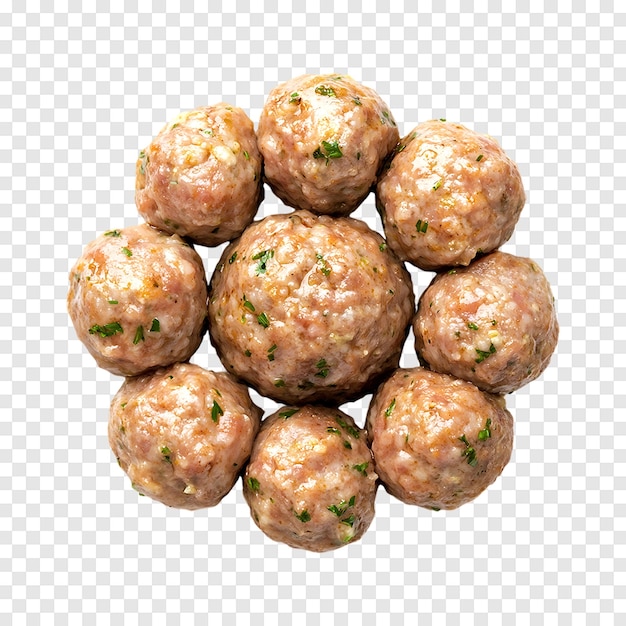 PSD homemade steamed meatballs shown with a clear transparent image background