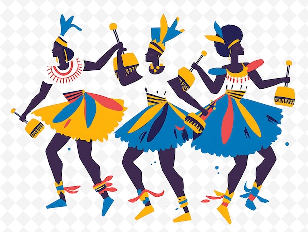 Honduran Garifuna Punta Dancers Performing Design Is Vibrant Illustration Cutural Landscape View