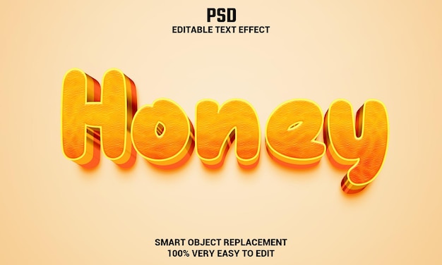 Honey 3d editable text effect with background Premium Psd