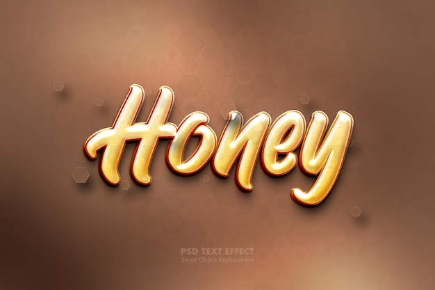 Honey 3d text effect with hexagon background