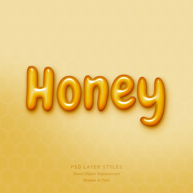 Honey 3D Text Style Effect PSD