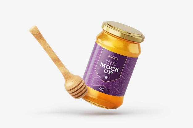 Honey Jar Mockup with Dipper