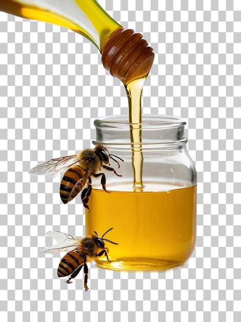 a honey jar with a bee on it and a honey jar with a honey jar on it