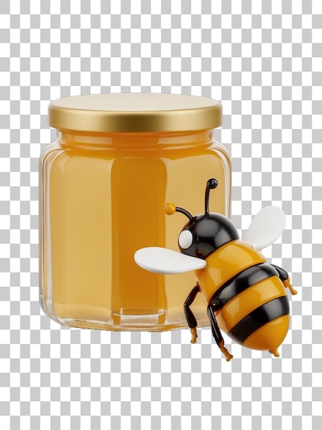 a honey jar with a honey jar and a bee on it