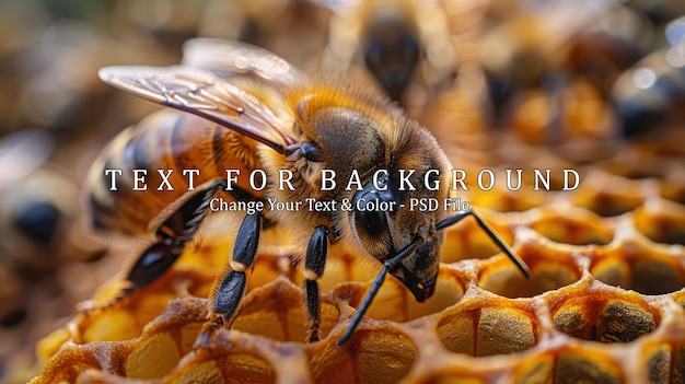 PSD honeybee on honeycomb