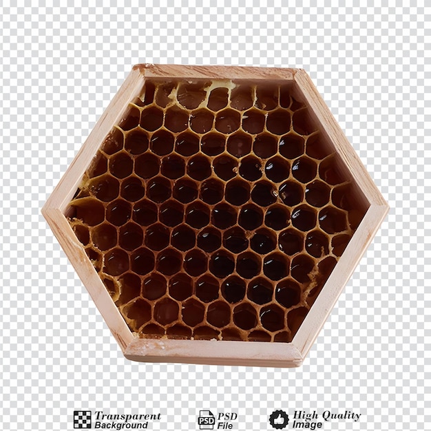 PSD honeycomb with mint leaves isolated on transparent background