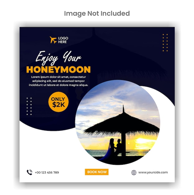 Honeymoon social media or instagram post template design