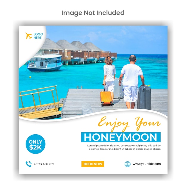 Honeymoon social media or instagram post template design