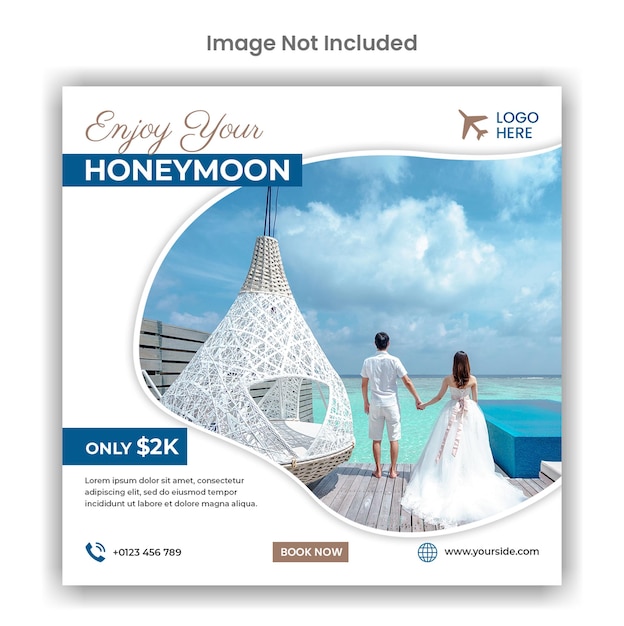 Honeymoon social media or instagram post template design