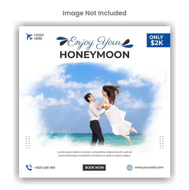 Honeymoon social media or instagram post template design