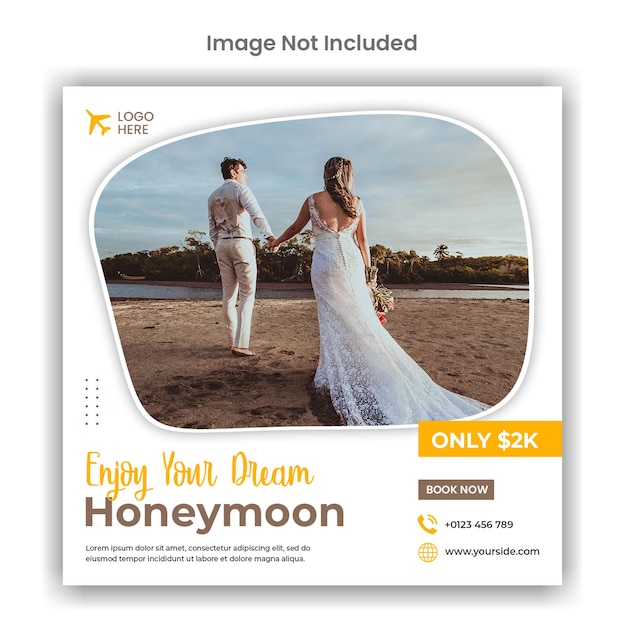 Honeymoon social media or instagram post template design