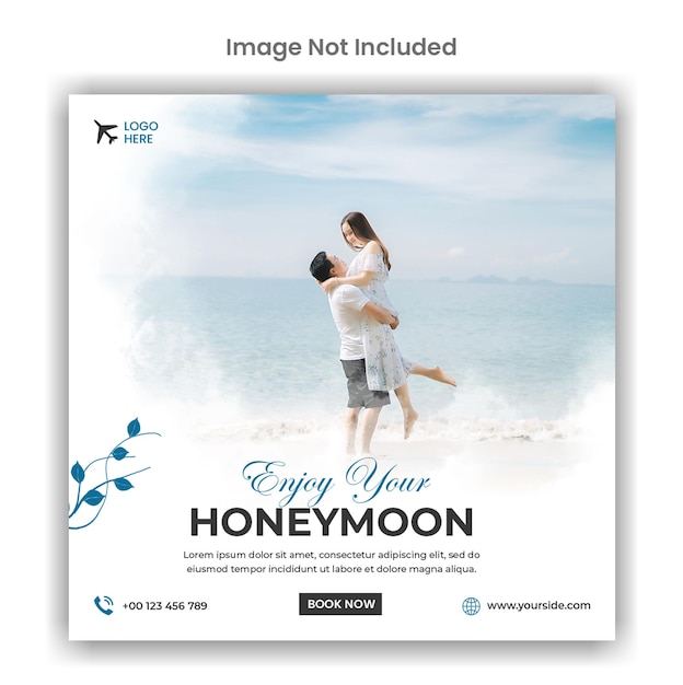 Honeymoon social media or instagram post template design