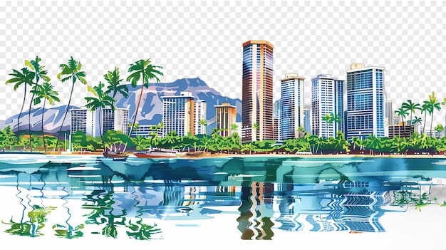 PSD honolulu city skyline