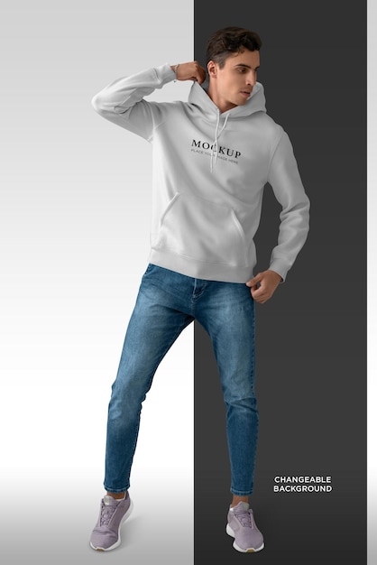 Hoodie mockup isolated man on changeable background