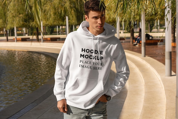 Hoodie MockUp Street Style, Stylish Man