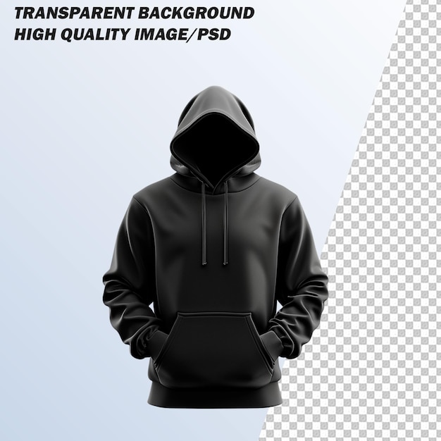 PSD hoodie mockup on transparent background