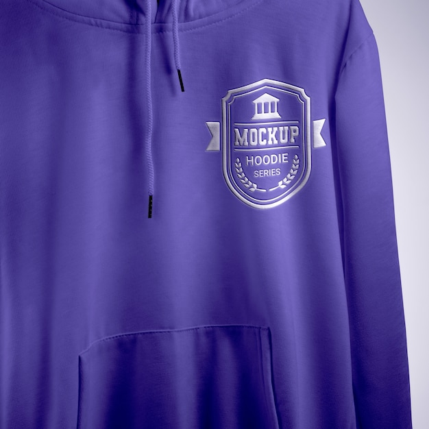 Hoodie with embossed effect logo mock-up