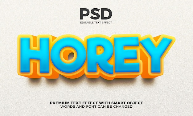 Horey Cartoon Comic kids 3d editable text effect