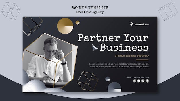 PSD horizontal banner template for business partnering company