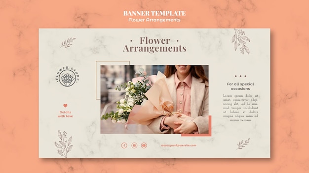 Horizontal banner template for floral arrangements shop