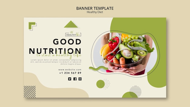 Horizontal banner template for healthy nutrition