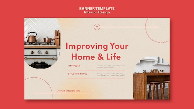 Horizontal banner template for interior design