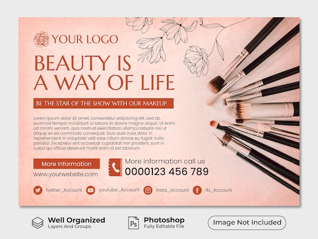 Horizontal banner template for Makeup