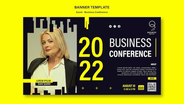 PSD horizontal banner template for professional business event