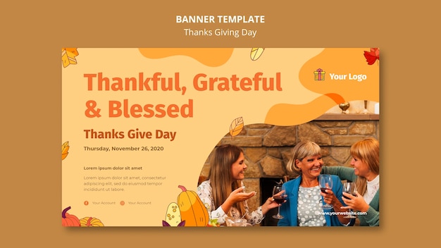 Horizontal banner template for thanksgiving celebration