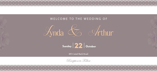 PSD horizontal banner for wedding ceremony with bride and groom