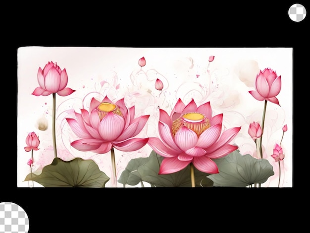 Horizontal banners with pink lotus flowers png transparent