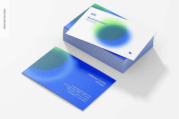 Horizontal Business Cards Mockup, Stacked Set