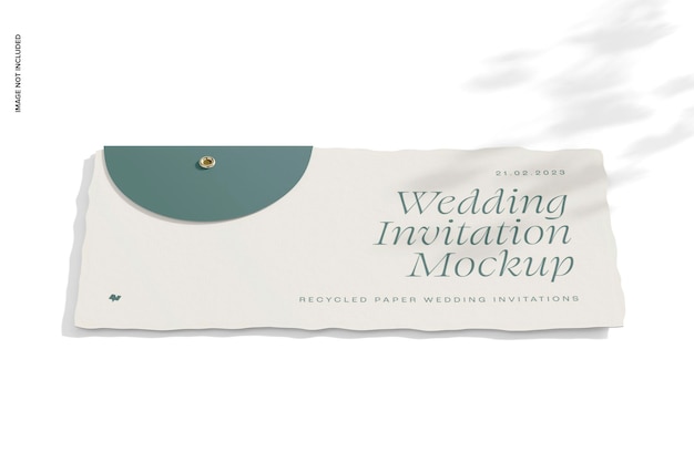 Horizontal Deckle Edge Wedding Card Mockup, Perspective