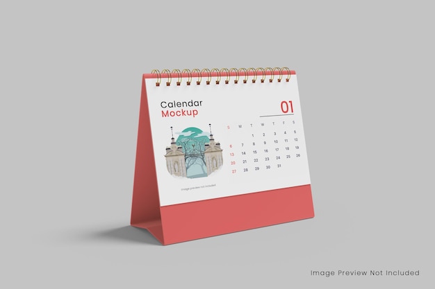 Horizontal desk calendar mockup 3d rendering