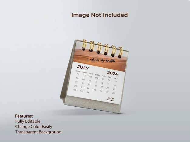 Horizontal Desk Calendar Mockup