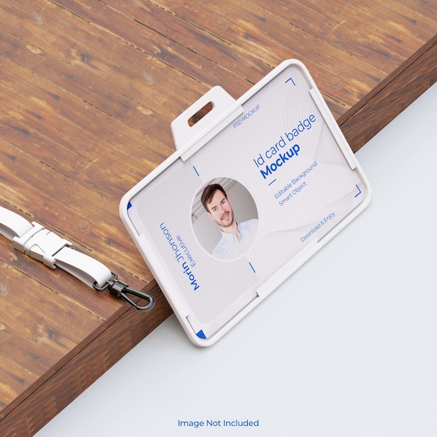 Horizontal id card with holder mockup