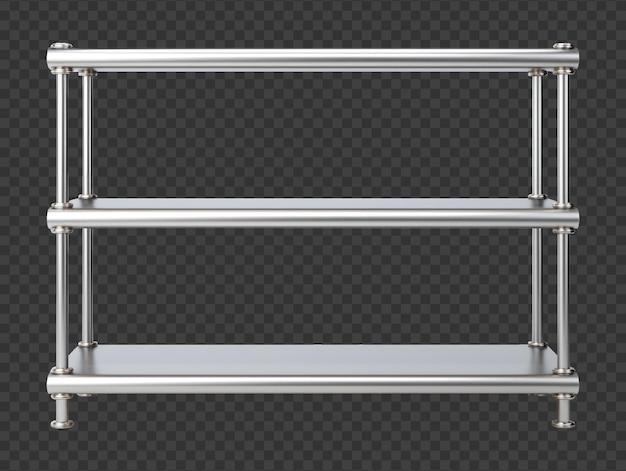 PSD horizontal metal shelf isolated on transparent background