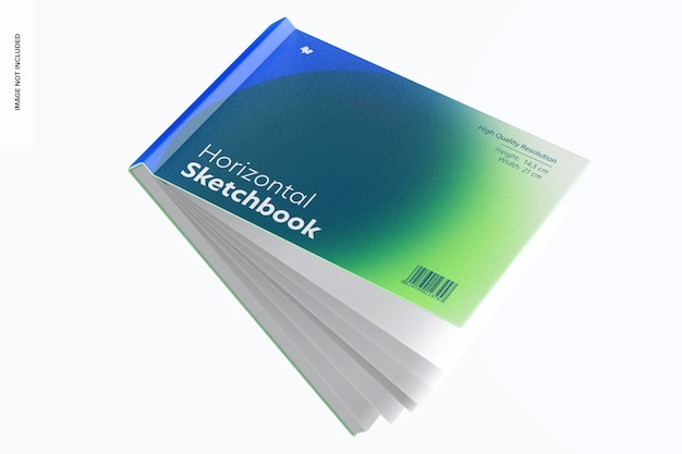 Horizontal Sketchbook Mockup, Falling