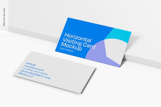 Horizontal Visiting Cards Mockup High Angle View