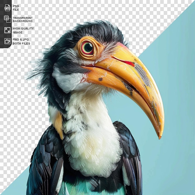 Hornbill bird isolated on transparent background