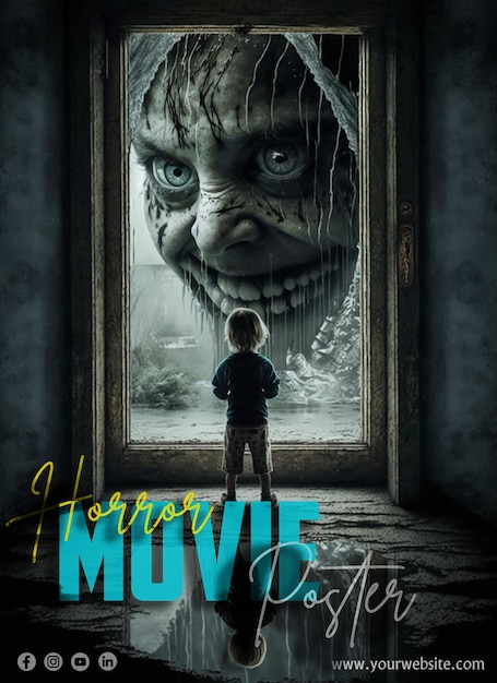 horror night movie flyer social media post and web banner