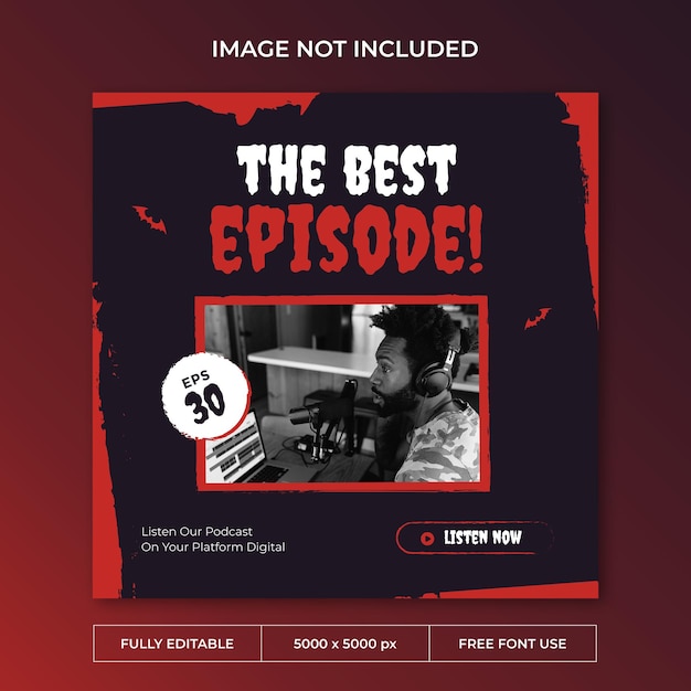 Horror podcast instagram post PSD template