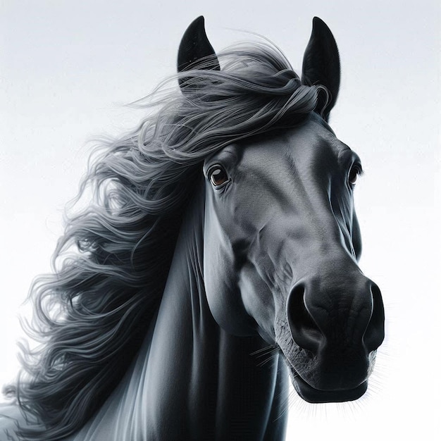 PSD horse animal character as social media avatar template on white backdrop