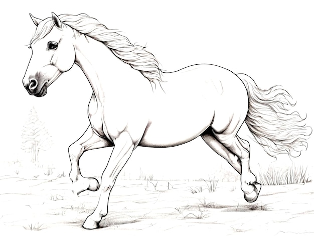 Horse coloring book with white background