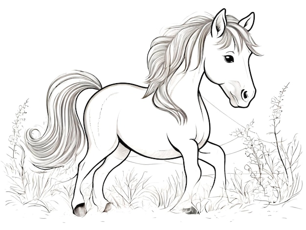 Horse coloring book with white background