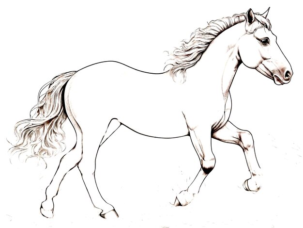 Horse coloring book with white background