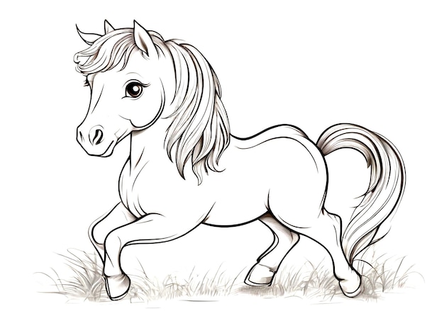 Horse coloring book with white background