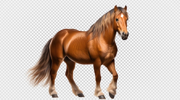 Horse isolated on transparent background stallion realistic illustration generative ai