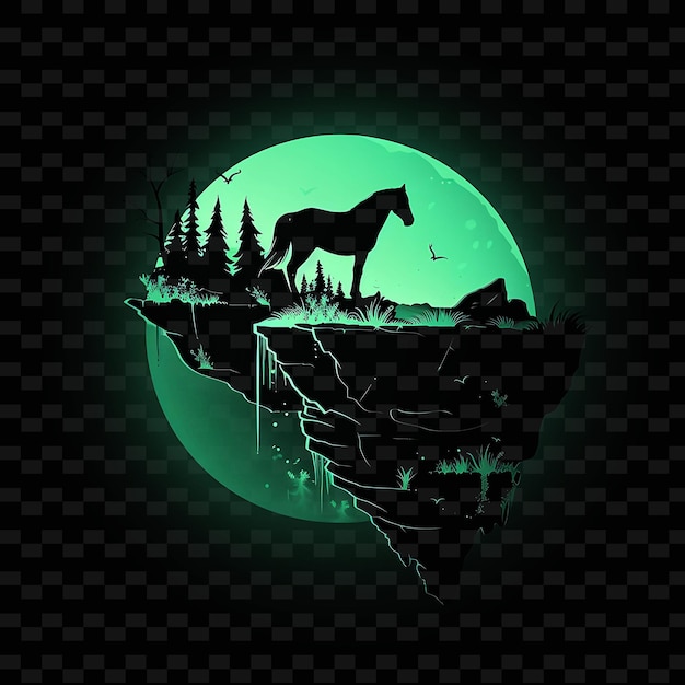 PSD a horse on a mountain with a green background