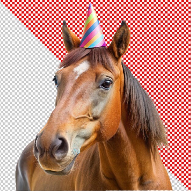 horse in party cap